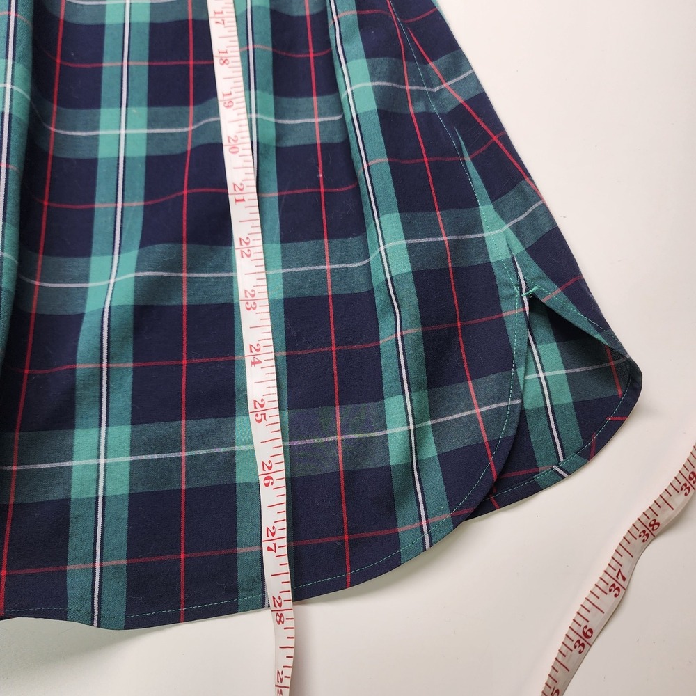 Talbots Top Women's 16P Black Watch Scottish Tartan Plaid Navy Green Red Popover - Picture 8 of 9